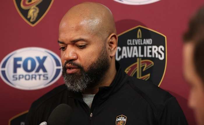 Cleveland Cavaliers head coach J.B. Bickerstaff speaks with the media prior to a game against the Washington Wizards at Capital One Arena.